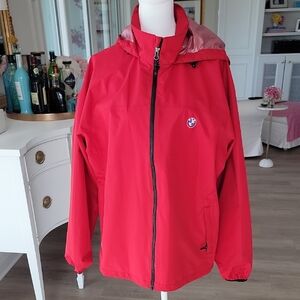 BMW Logo Red Windbreaker Jacket With Hood